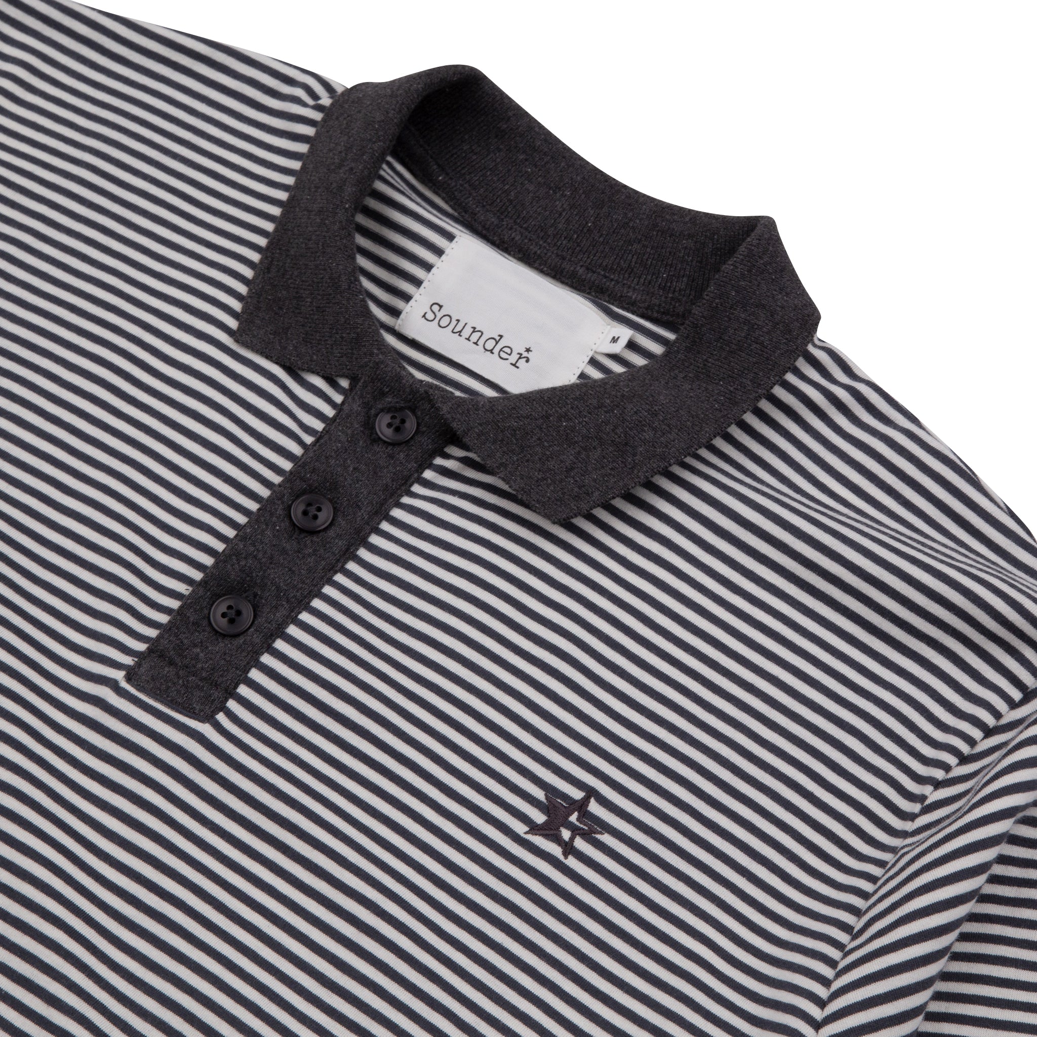 Sounder Golf | Sounder Golf | Clothing | Polos | Long Sleeve Play Well Polo - Charcoal and Off White | Polos