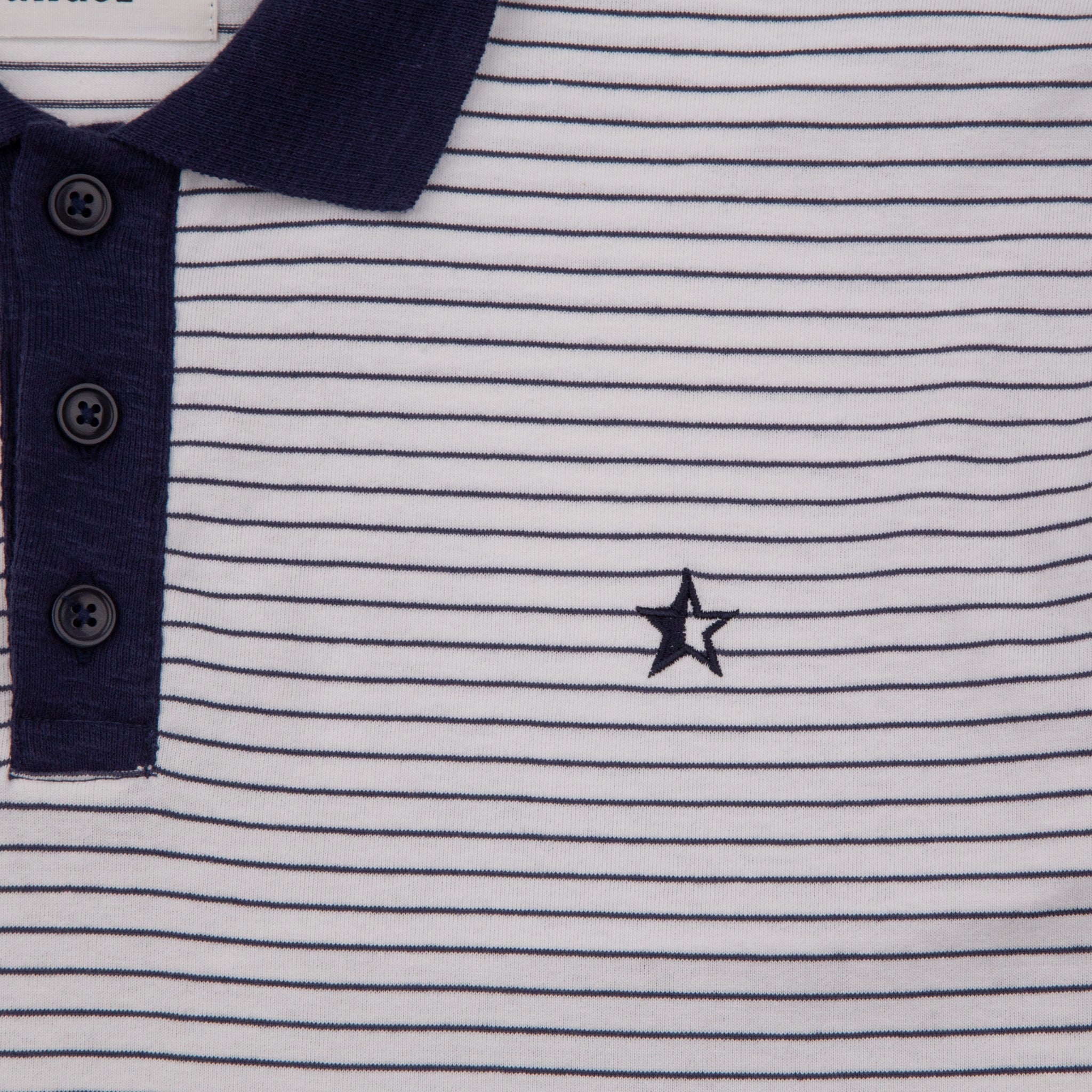 Play Well Polo Long Sleeve -  Deep Navy Pin Stripe / Off White