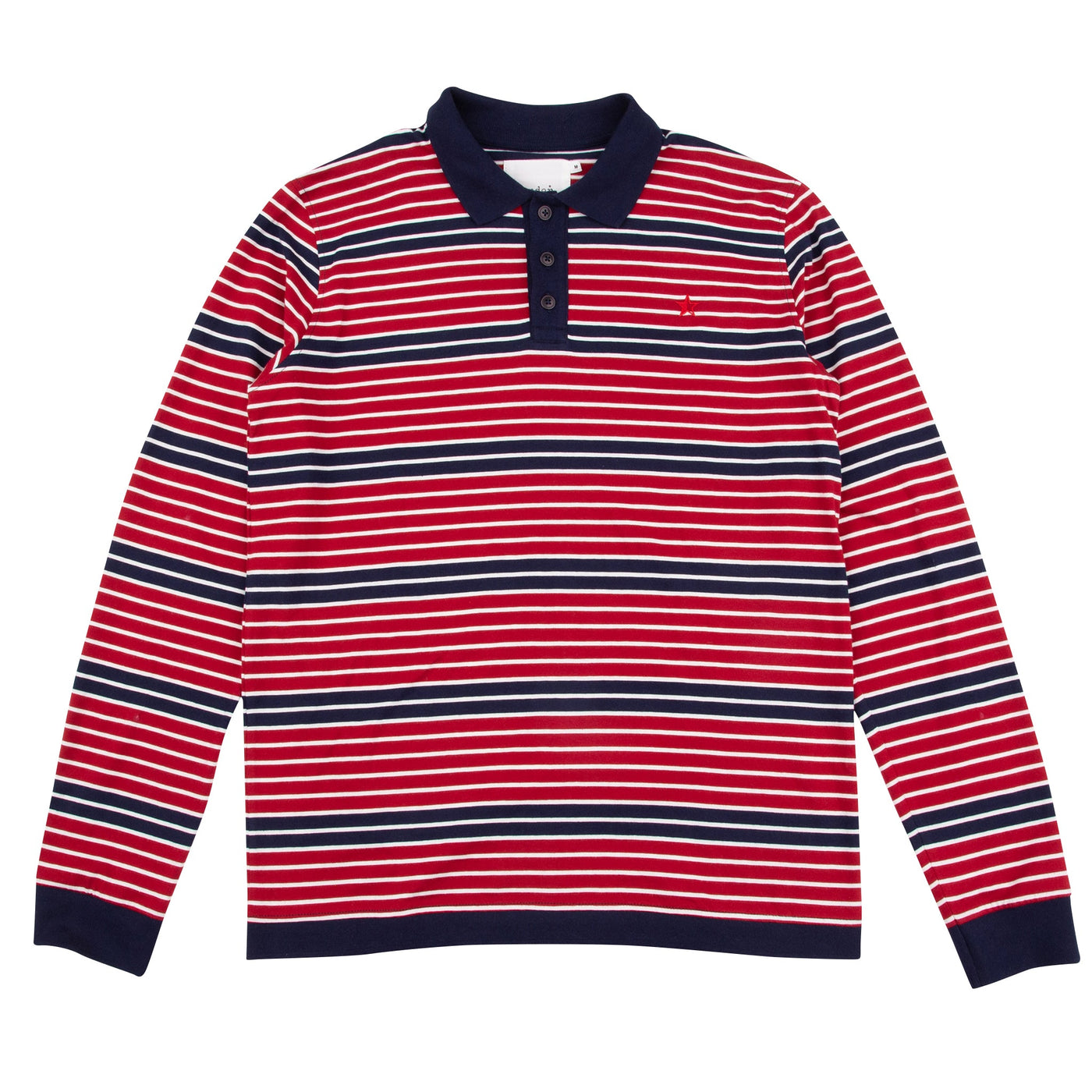 Monterey Long Sleeve Polo - Deep Red and Navy