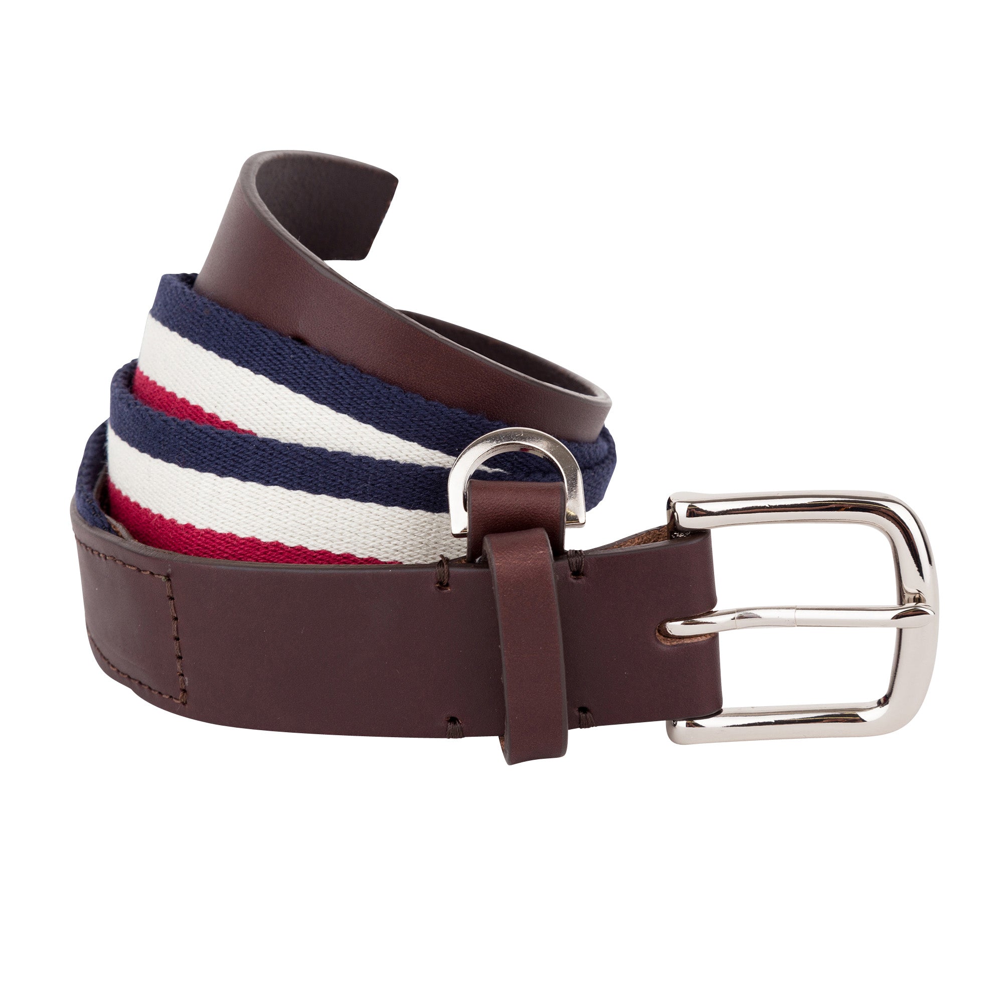 Sounder Golf | Sounder Golf | Accessories | Belts | Star Webbing Belt Red Blue Stripe | Leather