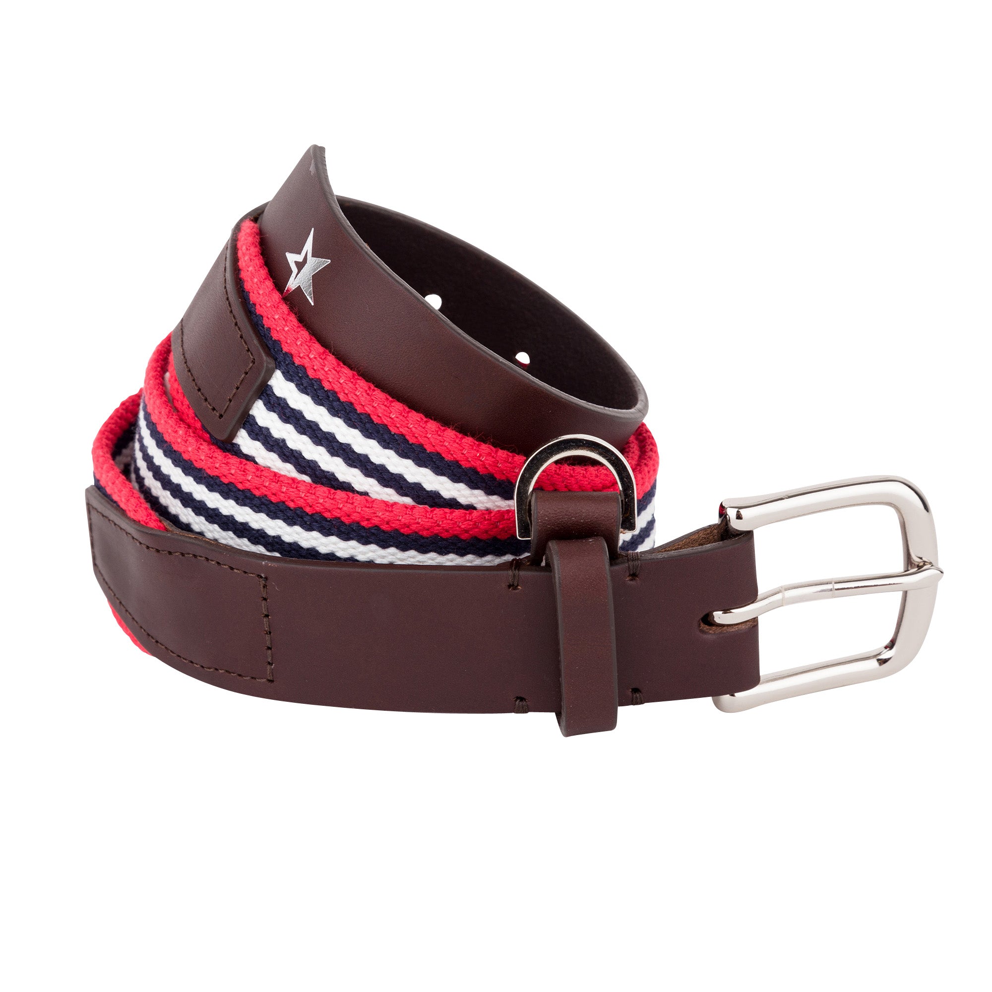 Sounder Golf | Sounder Golf | Accessories | Belts | Star Webbing Belt Red Stripe | Leather