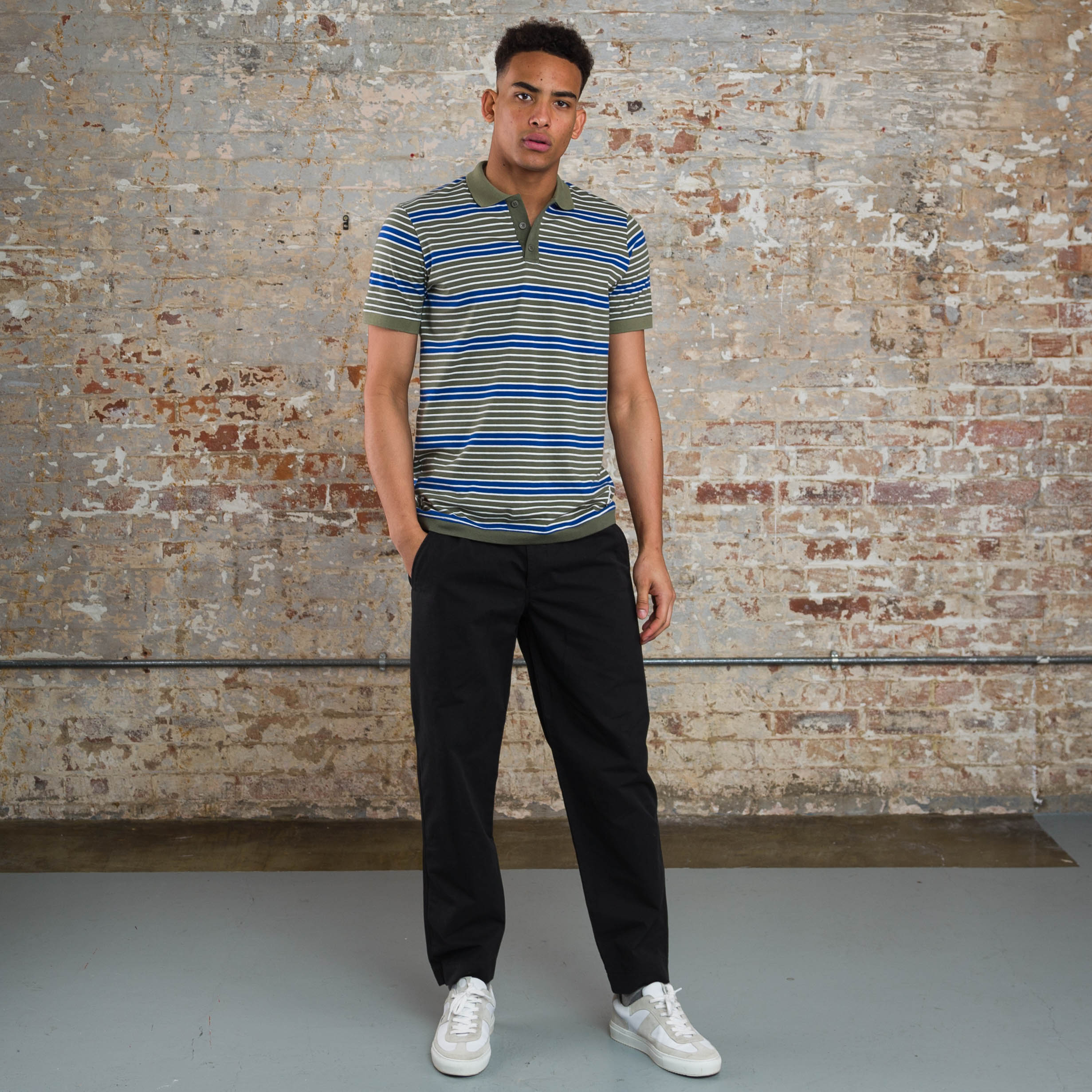 Sounder Golf | Sounder Golf | Clothing | Polos | Monterey Stripe Polo - Indigo and Slate | T-Shirts & Shirts