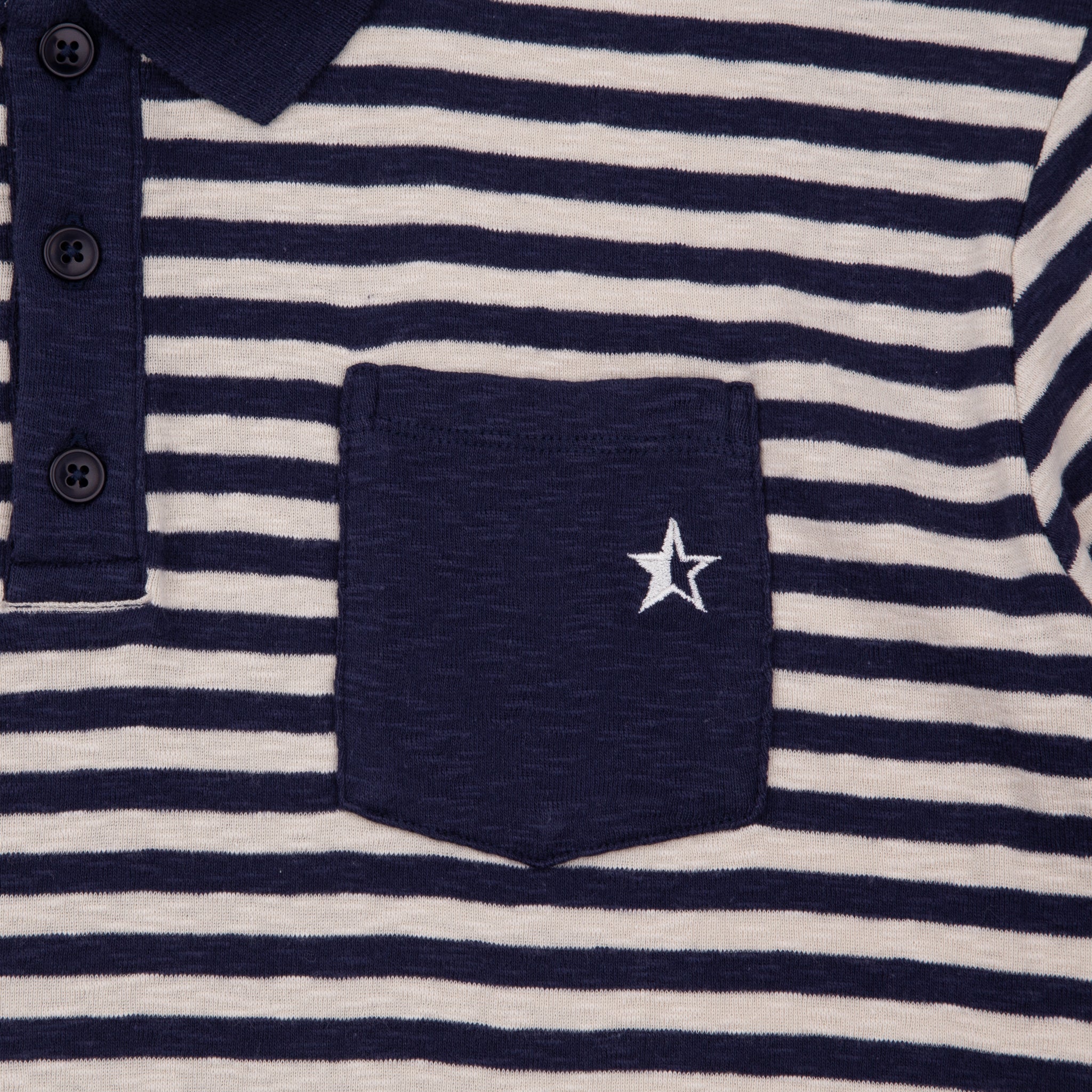 Fuzzy Pocket Polo - Navy / Ecru