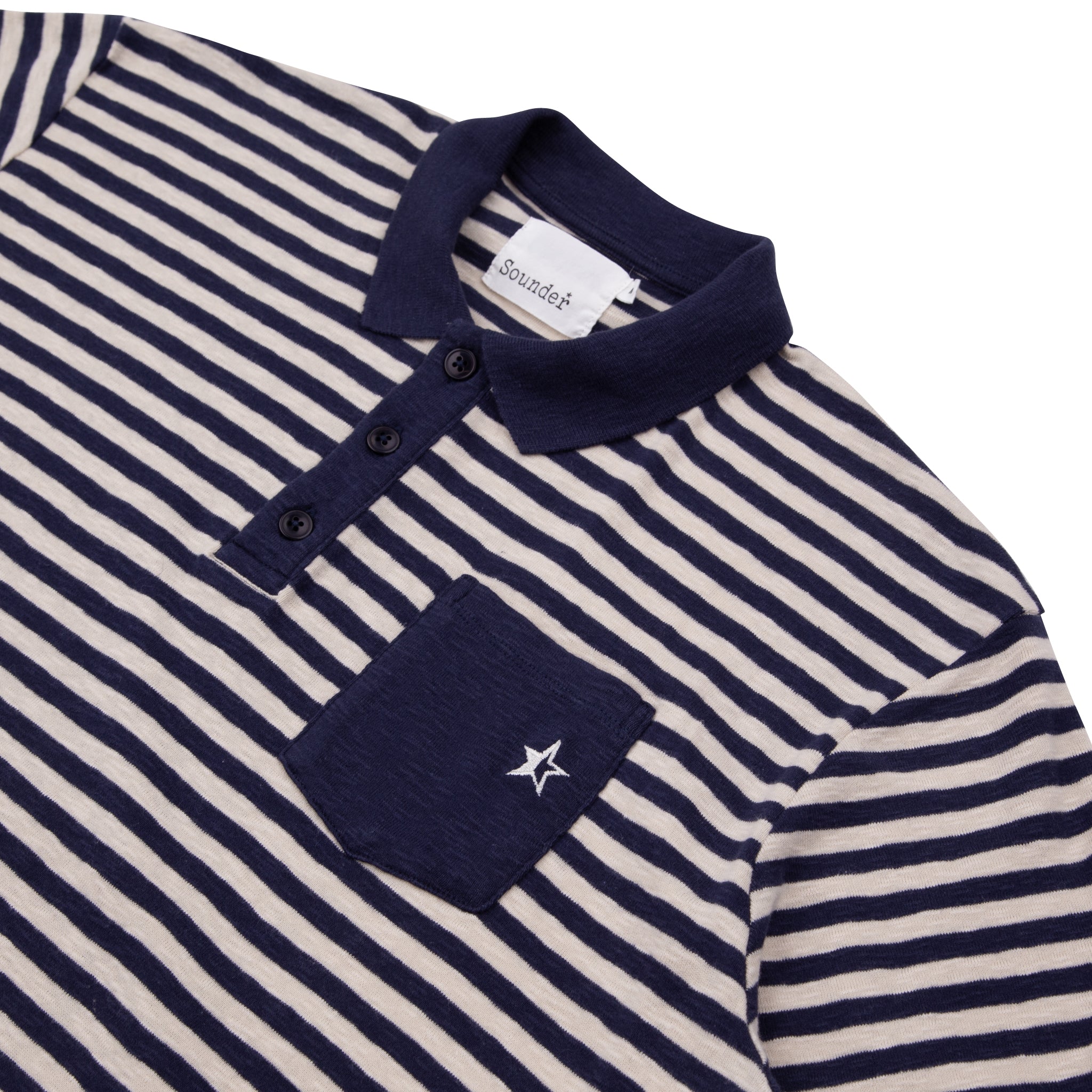Fuzzy Pocket Polo - Navy / Ecru